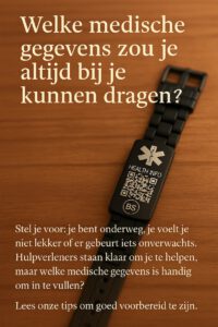 BeSafeCharm armband met QR-code om medische gegevens altijd veilig en snel beschikbaar te maken in noodsituaties