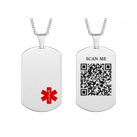 Medische QR ketting van BeSafeCharm met noodinformatie en QR-code