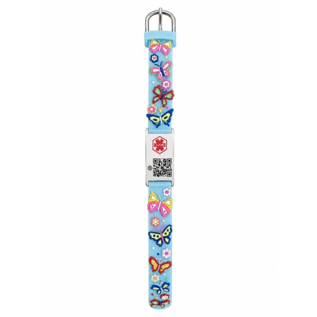 BeSafeCharm medische QR kinderarmband met vlinders inclusief 1 jaar online medisch profiel