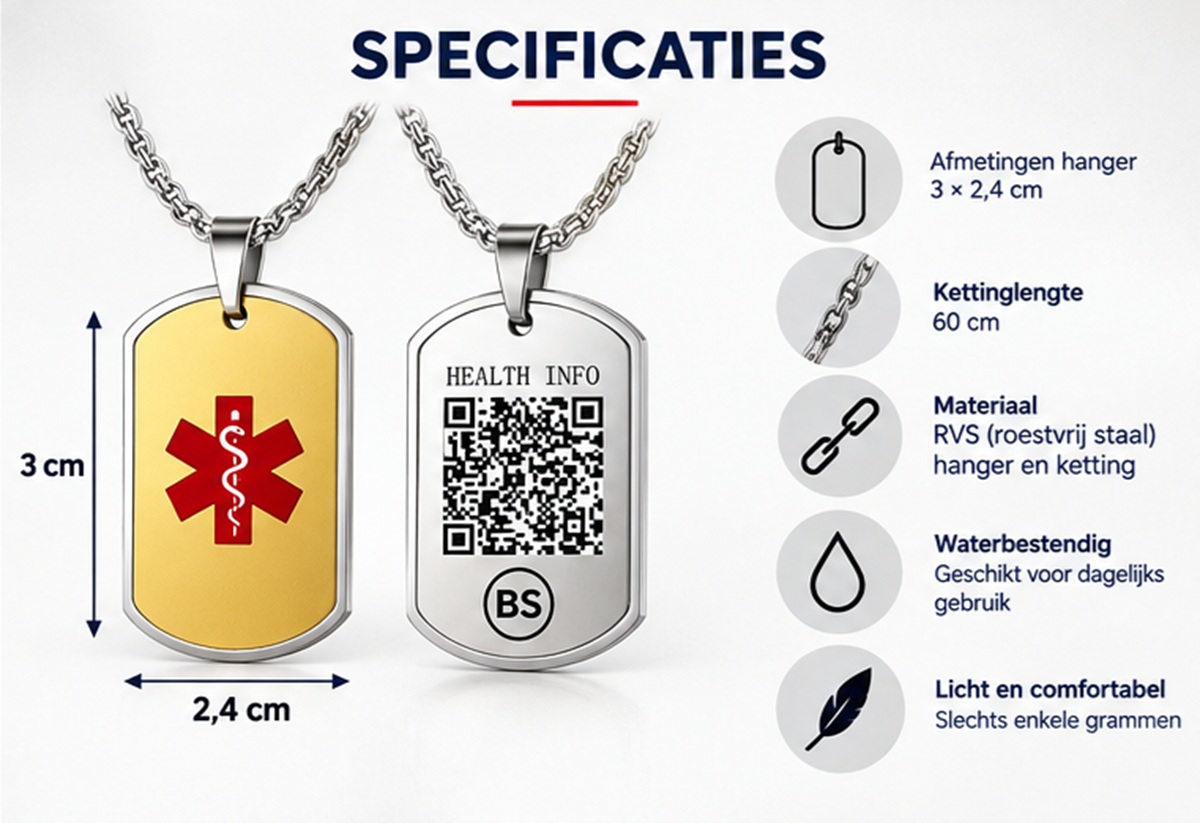 medische QR ketting met abonnement